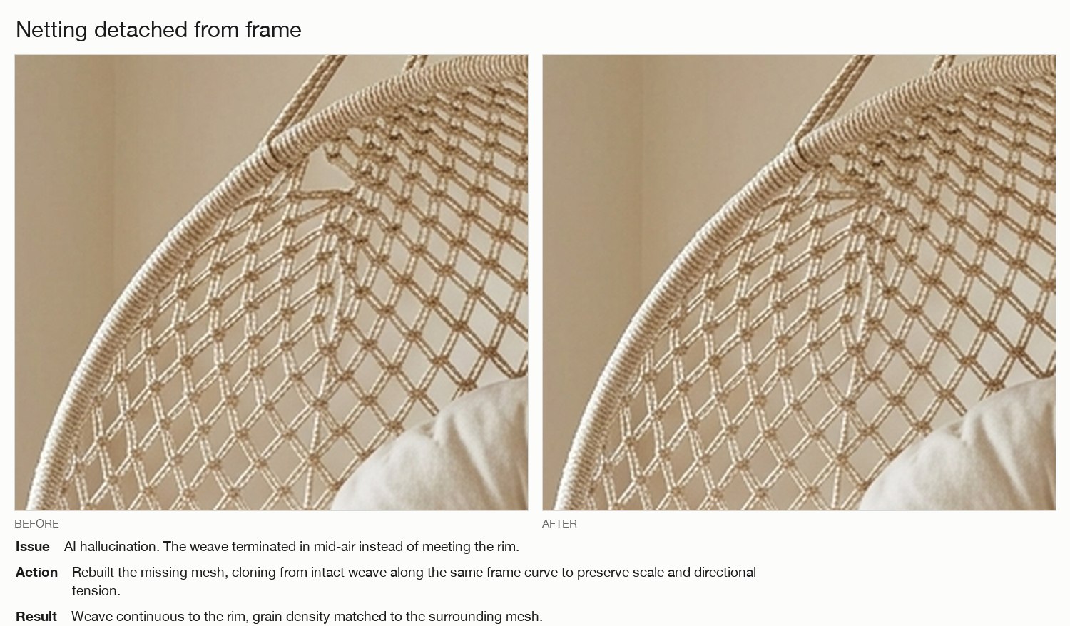 1 · Netting detached from the frame
